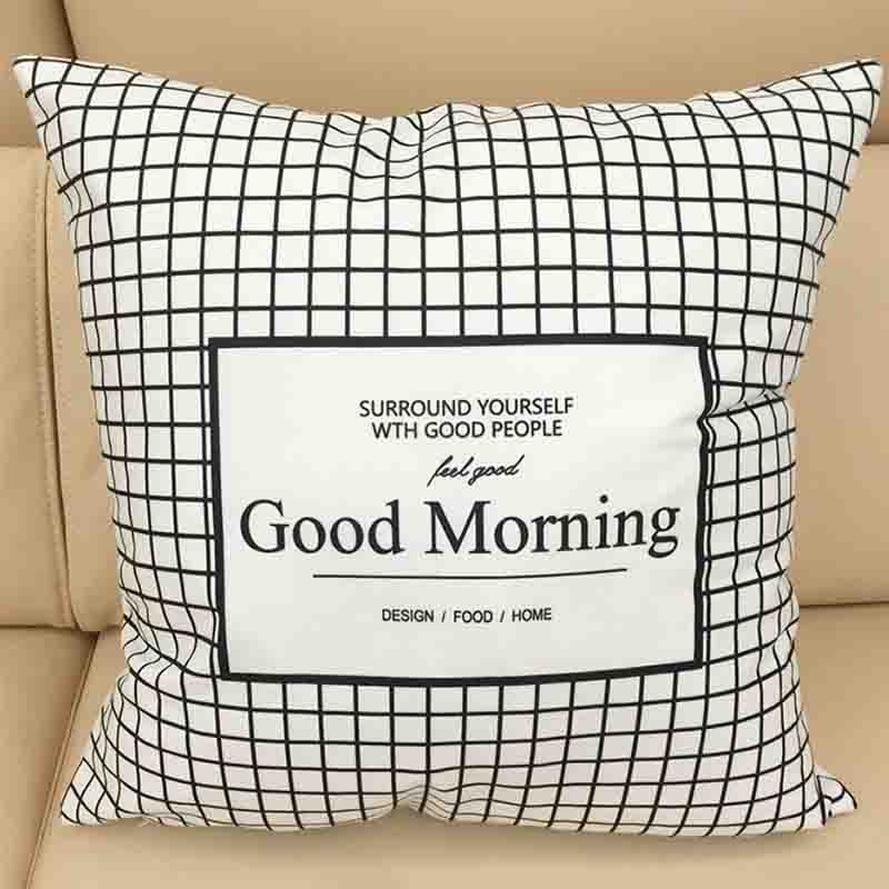 Square Nordic Pillow Case Double-sided Pillowcover Simple Fashion Black and White Geometric Pillow Car Sofa Office Bedside Back Cushion Cover