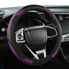 Women's Carbon Fiber Leather Steering Wheel Cover, Wear-Resistant and Comfortable Fit for 14.5-15 Inch Wheels