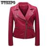 Pu Leather Jacket Female Short Collar Jacket Spring Korean Slim Biker Leather Jacket