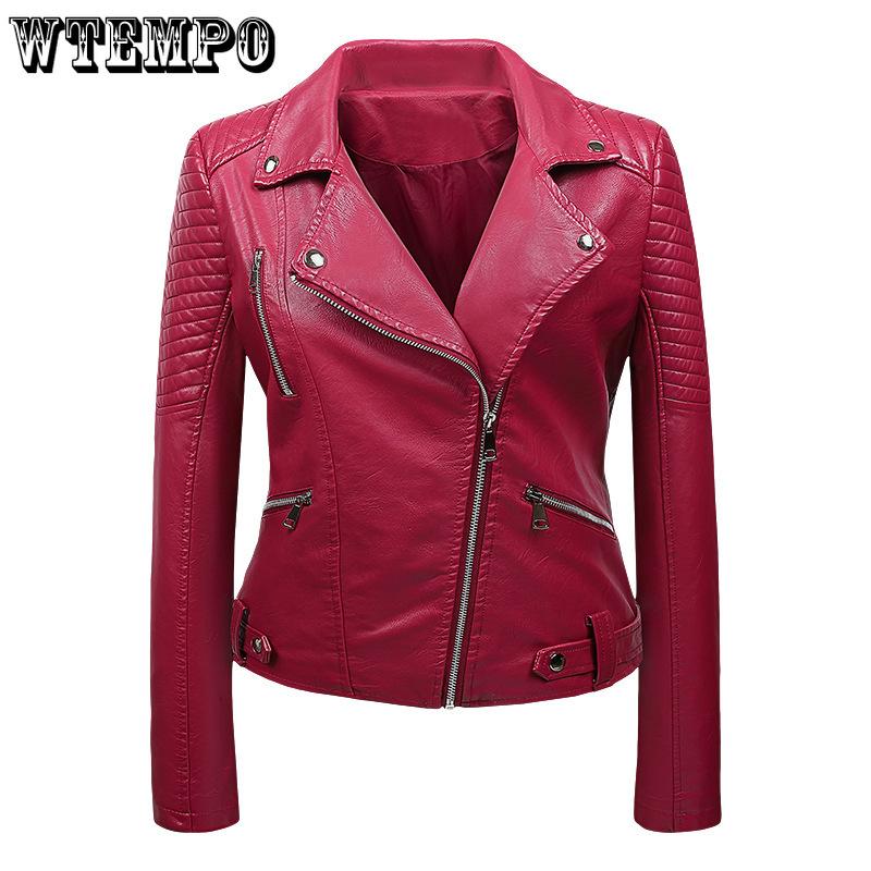 Pu Leather Jacket Female Short Collar Jacket Spring Korean Slim Biker Leather Jacket
