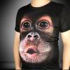 Animal Digital Print Men'S Short Sleeve, Funny Gorilla 3D Short Sleeve Summer T-Shirt Loose Tume