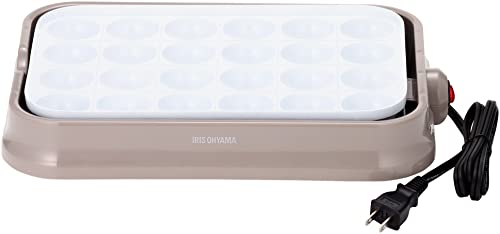 Iris Ohyama Takoyaki Maker, 24 Holes, Detachable, Easy to Clean, Ceramic Coat, Gray, PTY-C24-H