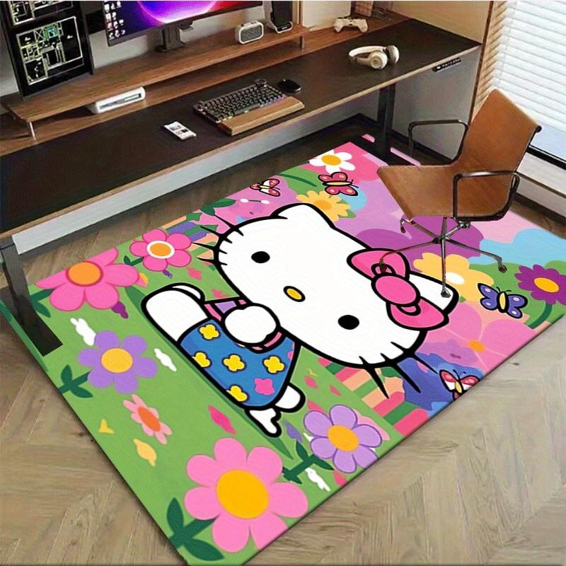 1pc Sanrio Hello Kitty Printed Office Carpet Rectangle Rug Under The Table,Perfect Room Decor for Living Room, Bedroom, Kitchen, Non-slip Floor Mat, G