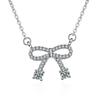 925 Silver Clavicle Necklace Shining Zircon Bowknot Pendant Women Jewelry Gift for Birthday Party