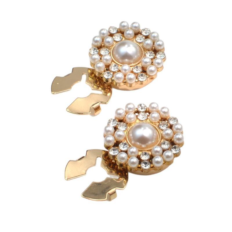 2PCS Button Cover Shirt Cufflinks Pearl Round Rhinestone Ornament Sleeve Covers Shirt Styling Accessories