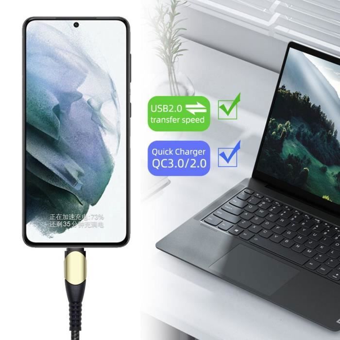 Câble USB-C vers USB-C Charge Rapide 60W pour iPhone 16 Pro Max - iPhone 16 Pro - iPhone 16e - Nylon Renforcé Noir 1M