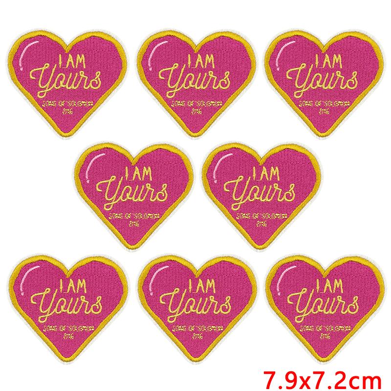 10pcs Wholesale Pink Series Cartoon Letter Slogan Patch Embroidered Patches For Clothes Jackets Hats Diy Iron On Patches Decor 