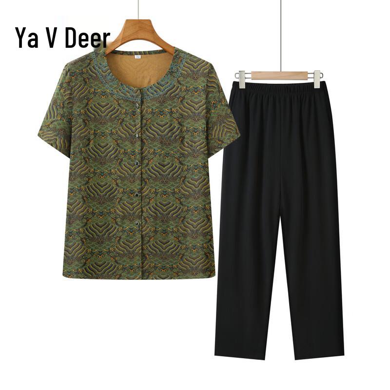 Women s Summer Floral Print Two-Piece Set 4XL