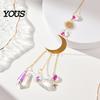 Sun Catcher Pendant Faux Crystal Suncatcher, Colorful Prisms Window Hanging Catcher, Moon Suncatcher Rainbow Maker Chain for Garden Home Decor Star