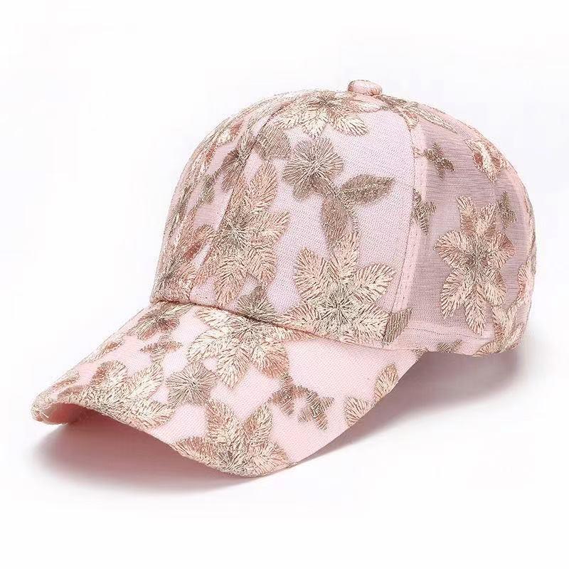 Women's Lace Flower Duckbill Cap, Fashionable Sun Protection for Spring & Autumn