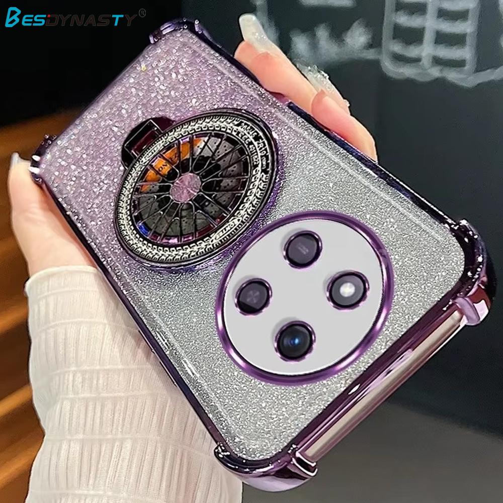 Etui Magic7lite Gradientowe Platerowanie Obrotowy Uchwyt Żyroskopowy Dla Huawei Honor Magic 7 6 5 Magic7 Lite X9c Wstrząsoodporne Silikonowe Etui ze Stojakiem