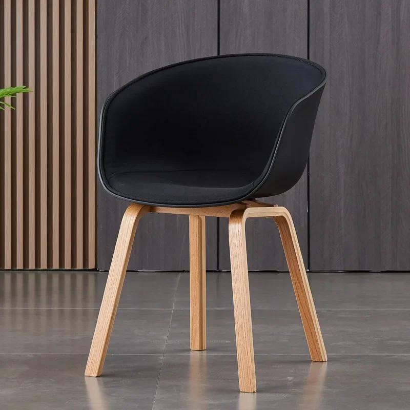 Chair Nordic Plastic Chair Solid Wood Back Coffee  Modern Minimalist Restaurant Leisure Chair Desk Designer