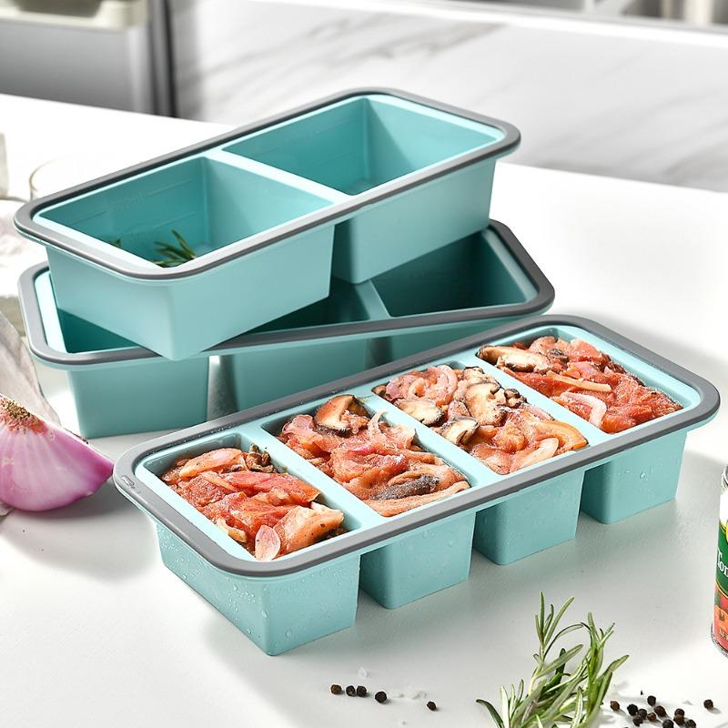 Large Ice Cube Freezer Molds-Soup,Silicone Freezer Tray with Lid Sauce,leftovers,Homemade Meal Prep Freezing Storage Containers