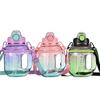 Water Bottle Gradual Change Color Water Cup Large Capacity Ton Bucket Fitness Sports Straw Cup Men and Women Kettle Straw Cup Large Capacity
