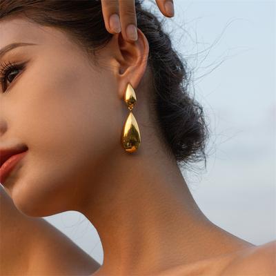 316L Edelstahl Neuer Modetrend Feiner Schmuck Französischer Minimalismus Leichtgewicht Wassertropfenform Steckerohrringe Für Damen