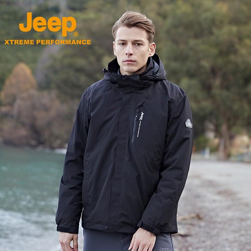 Jeep Men's 3-in-1 Outdoor Windproof Warm Padded Jacket