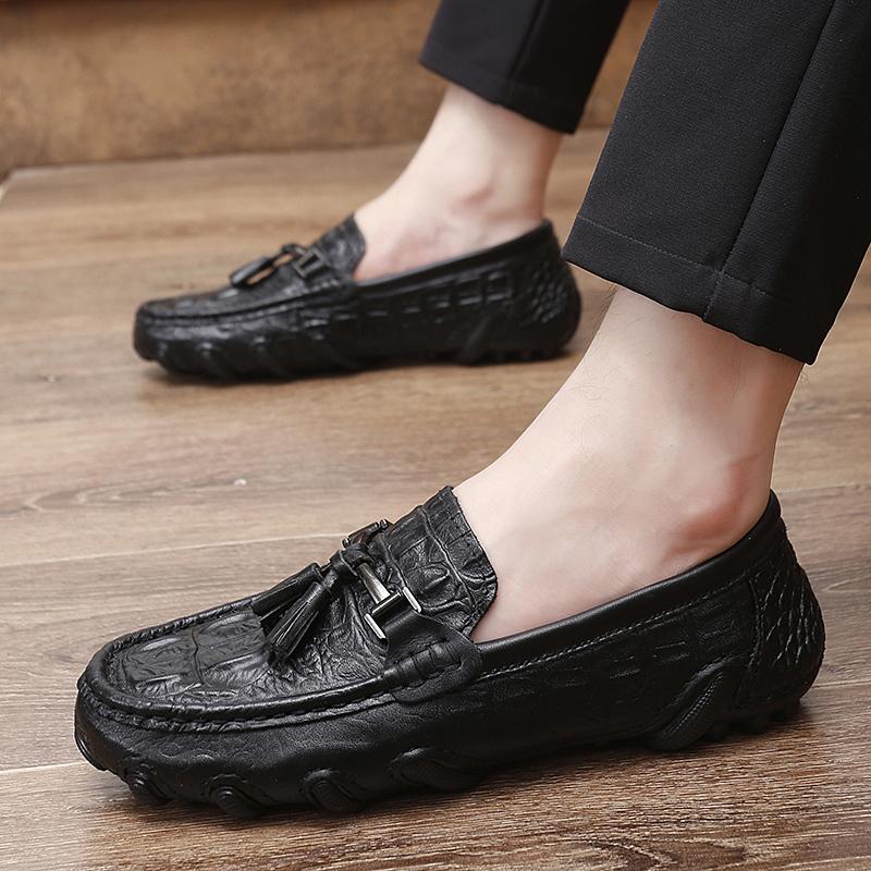 Черные кожаные туфли. Мужская модная повседневная обувь. Деловые модельные мужские — фото 11