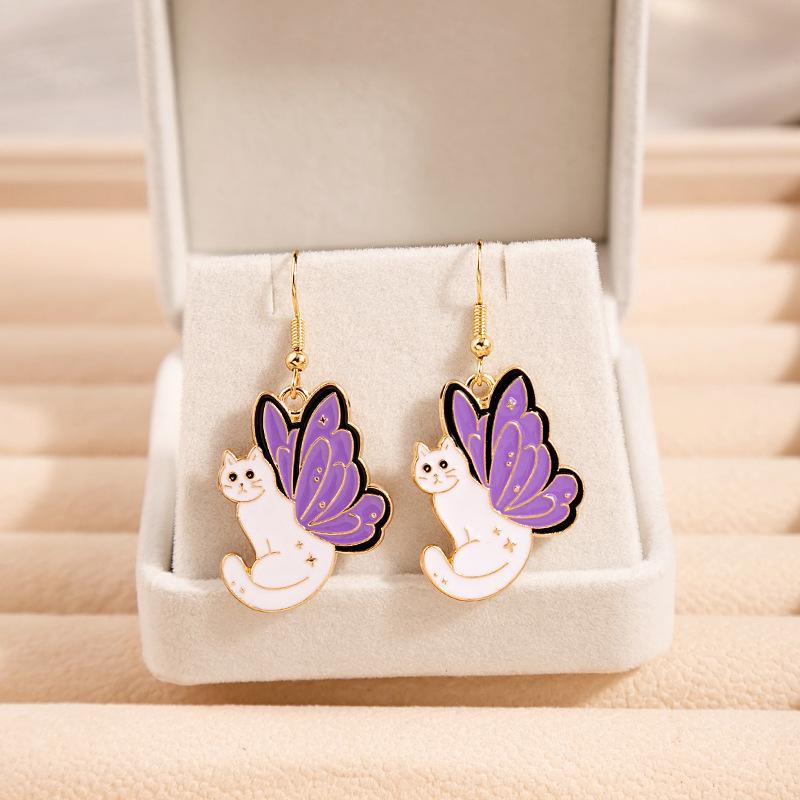 Fashion Cute Fox Koi Cat Rabbit Earrings for Women Girls Sweet Cartoon Enamel Painted Animal Earrings Jewelry Gift