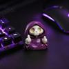 Purple Robe Skeleton Figurine for Halloween, Middle Finger Tabletop Display Figure Resin Statue, Gothic Walking Dog Sculpture Ornament Decorative