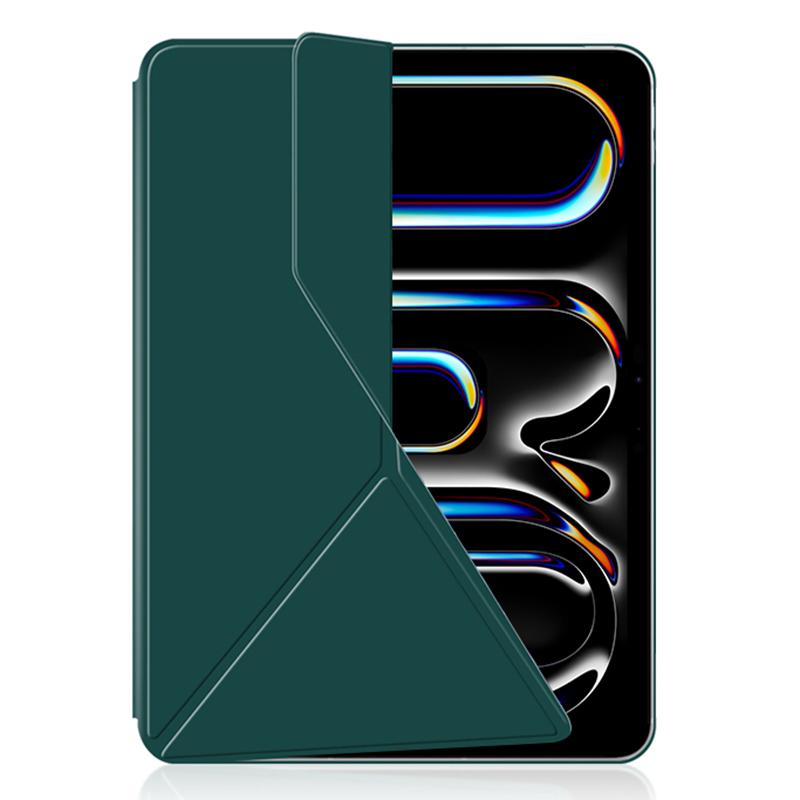 For iPad Pro 11 (2024) (M4) Case Magnetic Attachment PU Leather Origami Stand Tablet Cover