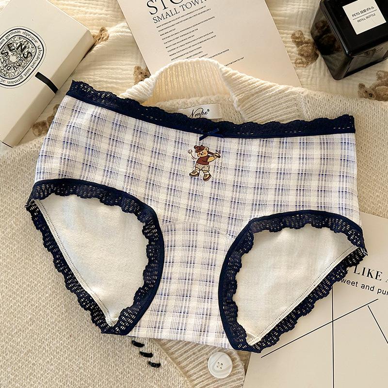 Women's Spring and Autumn Vintage Pure Cotton 10A Class Antibacterial Extended Crotchy Waist Triangle Briefs