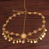 Indian Head Chain For Women Arabic Gold Color Coins Tassel Bridal  Headdress Wedding Accessories