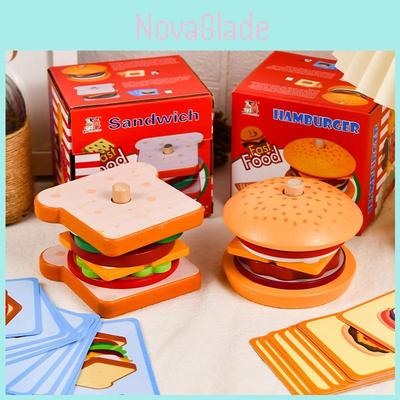 Wooden Mini Play Sandwich And Burger Set For Kids Imaginative Play And Classroom Activities