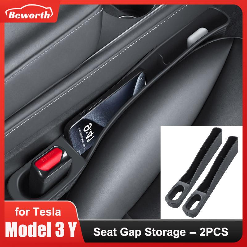 YLV2 for Tesla Model 3 Y Juniper Highland 2025 2PCS Seat Gap Storage Box Strip Organizer Filler Pocket Wallet Keys Card Phone Holder