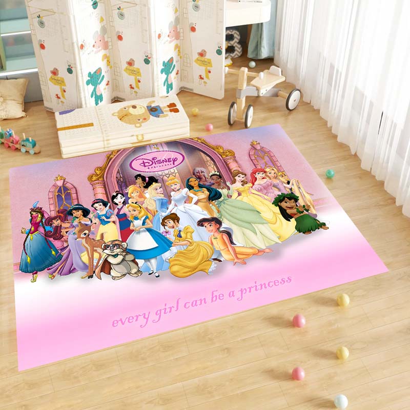 Cute cartoon rug with princess anime pattern, non-slip, machine washable, suitable for living room, bedroom, and home use.-22