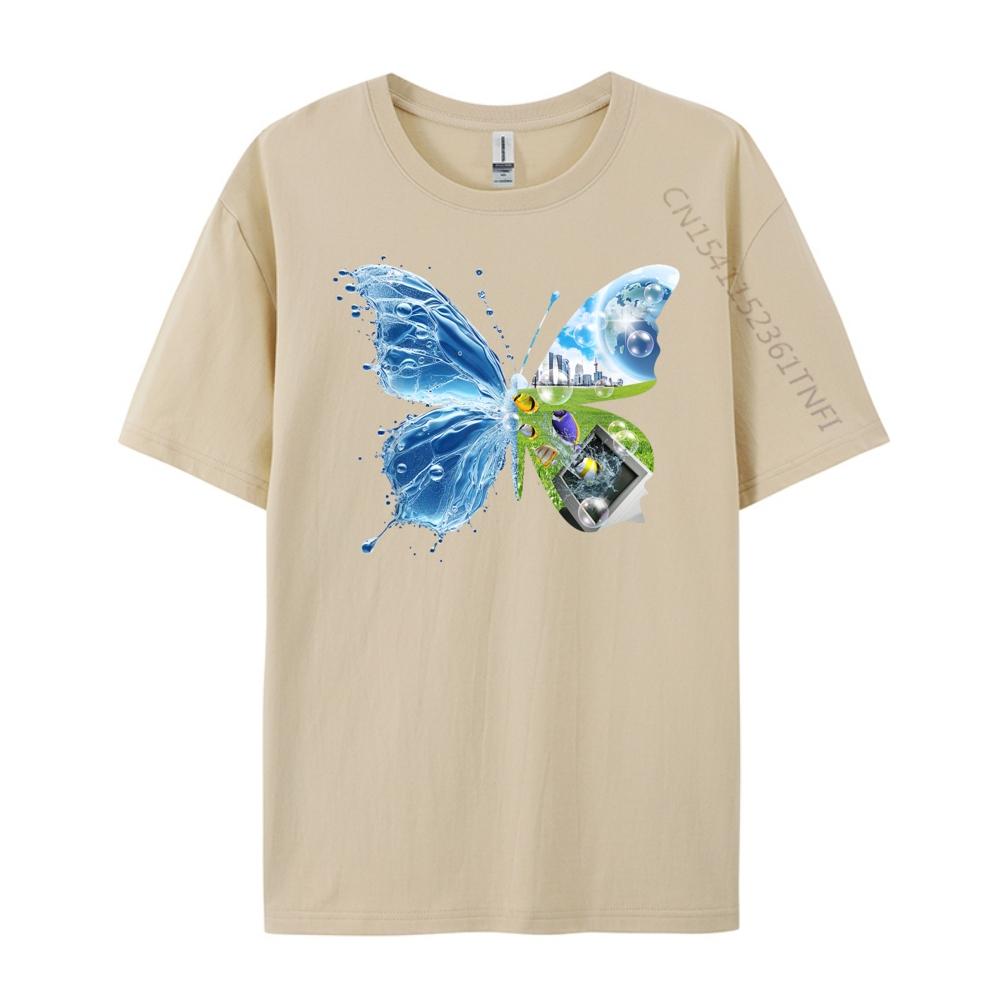 Frutiger Aero Ästhetik Schmetterling Computer Fische Landschaft Niedlich Übergroßes T-Shirt Camisetas Street Wear T-Shirts
