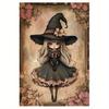 Cute Little Witch Vintage Metal Tin Sign Iron Foil Engraved Wall Art Hanging Iron Painting IndoorOutdoor Decor for Home