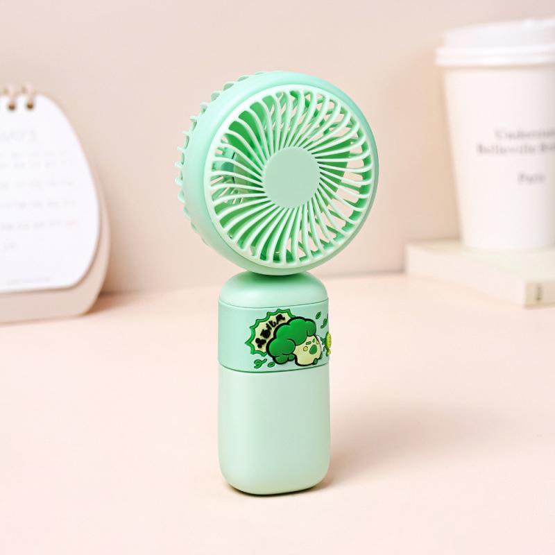 

New Cute USB Rechargeable Mini Cartoon Handheld Fan for Students 74x40x157mm зелений