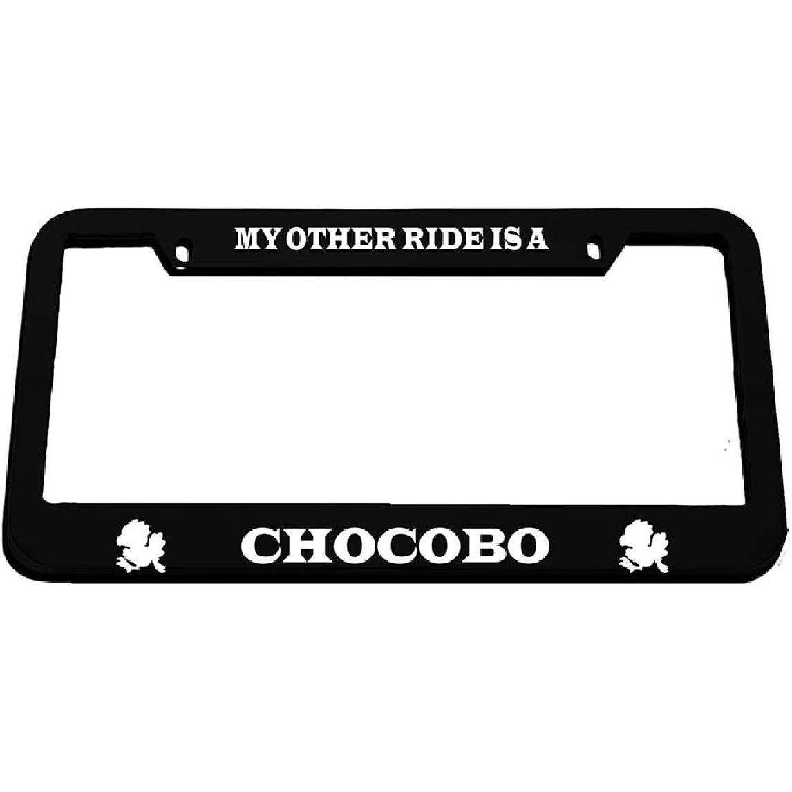My Other Ride is A Chocobo Zinc Metal License Plate Frame Car Auto Tag Holder - Black 2 Holes