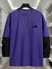 Men's Faux Layered Long Sleeve T-Shirt, Breathable Quick Dry Tops, Regular Fit for City Tour Outdoor Ramble Errands Daily Wear