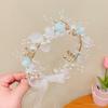 Flower Girl Tiaras Headband with Wrist Flower Artificial Pearls Flower Hairhoop For Wedding Dress And Formal Occasion