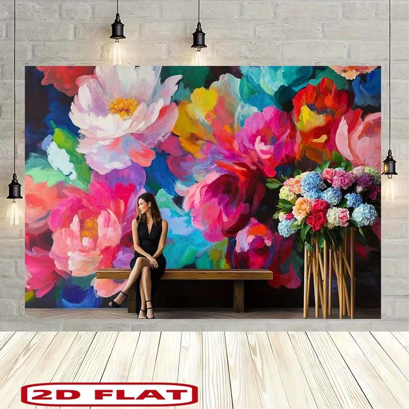 2D Floral Art Backdrop for Art & Fashion Themed Shoots Photo Booth Background