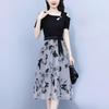 Women's Plus Size Mesh Embroidered A-Line Midi Dress