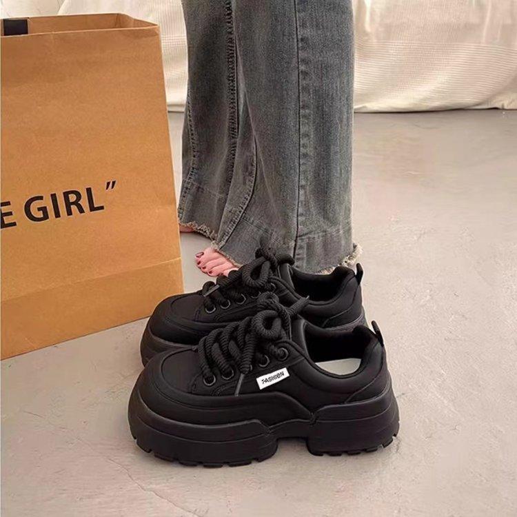 

Platform Sneakers Womens Fashion Versatile White Shoes Spring New Platform Heightening Casual Shoes Para Mujeres 40 чорний