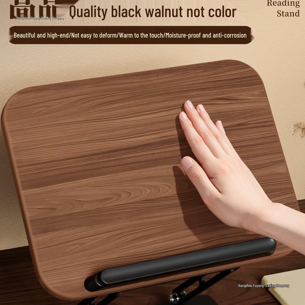 Walnut Rotatable Desktop Book Stand for Adults - Multifunctional and Adjustable