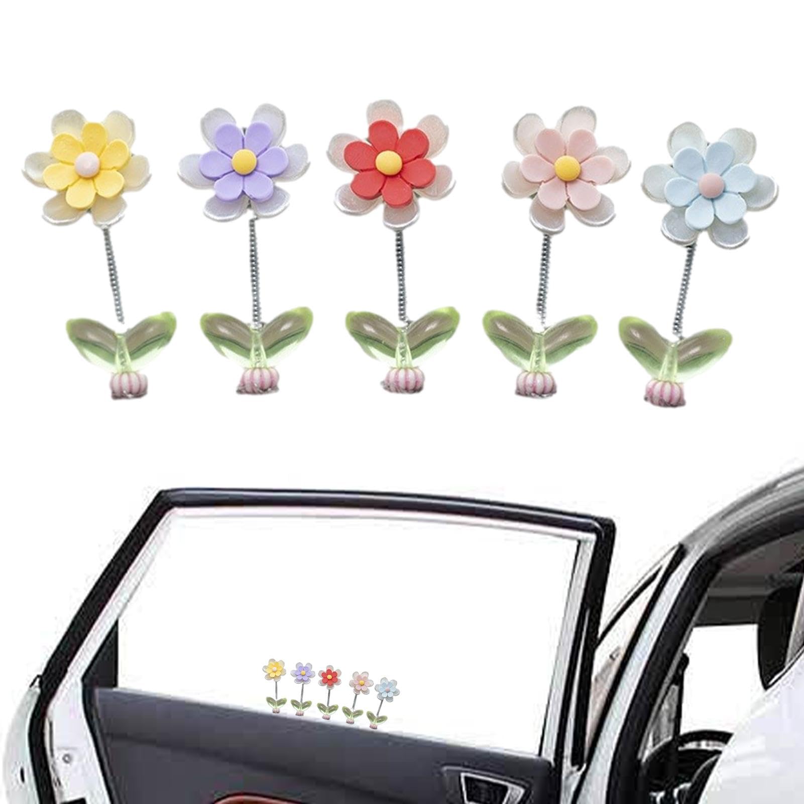 

Dancing Flowers - 5 Pcs Mini Flower Car Dashboard Decoration - New Six Leaf Please refer to the description