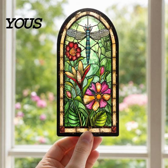 Retro Style Bookmark Stained Glass Flower Bookmark, Floral Acrylic Suncatcher Plant Book Page Marker, Gifts for Bookish, Women Lightweight