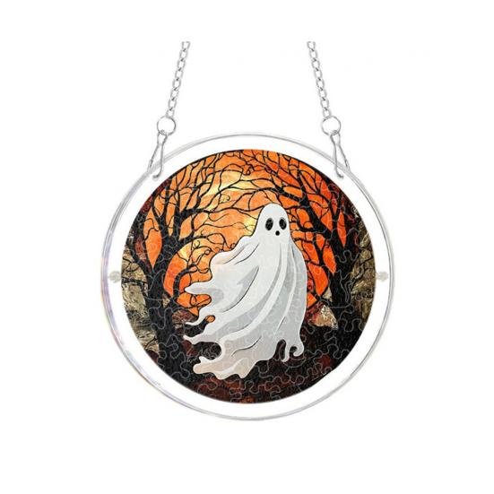 Acrylic Puzzles Suncatcher, Ghost Witch Pumpkin Window Hanging Decor, Halloween Graduation Mother's Day Birthday for Women