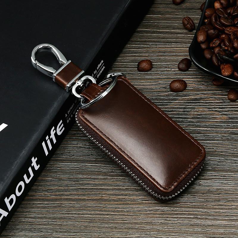 Genuine Leather Key Wallet With Zipper Lock For Men And Women Daily Use