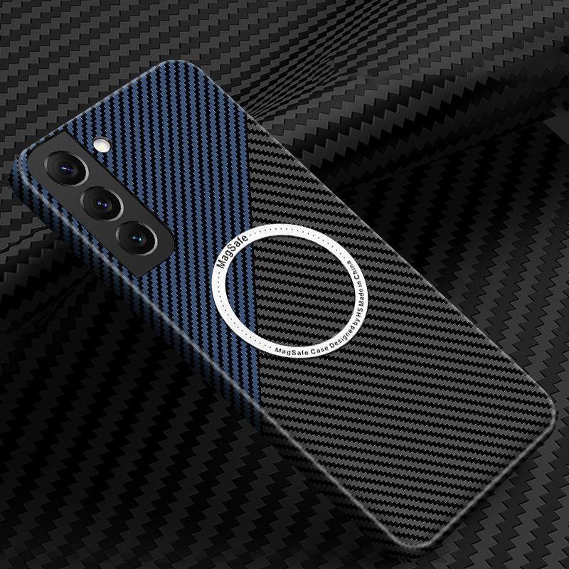 Suitable for Samsung S24 Ultra Carbon Fiber Mobile Phone Case Magnetic Suction S22 Ultra Thin Kevlar Anti Fall S23 Protective Case