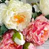 24" Artificial Peonies Flowers for Vase Faux Silk Long Stem Peony Flower Fake Floral Arrangement for DIY Bouquets Wedding Centerpiece Home
