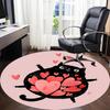 1pc Love Cat Office Round Area Rug, Indoor Mat Suitable For Office, Under Office Chairs Bedroom Living Room Home Decor, Room Deco 189