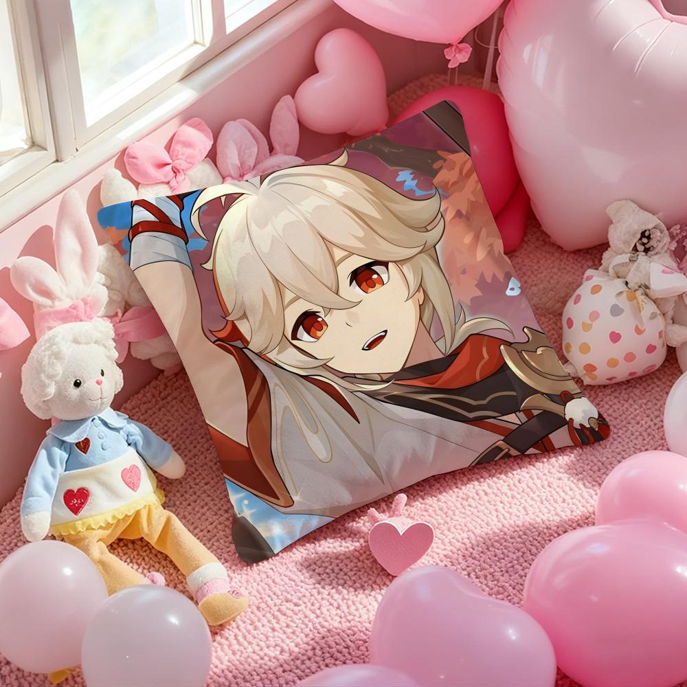 Kaedehara Kazuha Genshin Impact Cushion Cover Pattern Printed Pillowcase for Living Room Sofa Cushion Cover & Bedroom Decor
