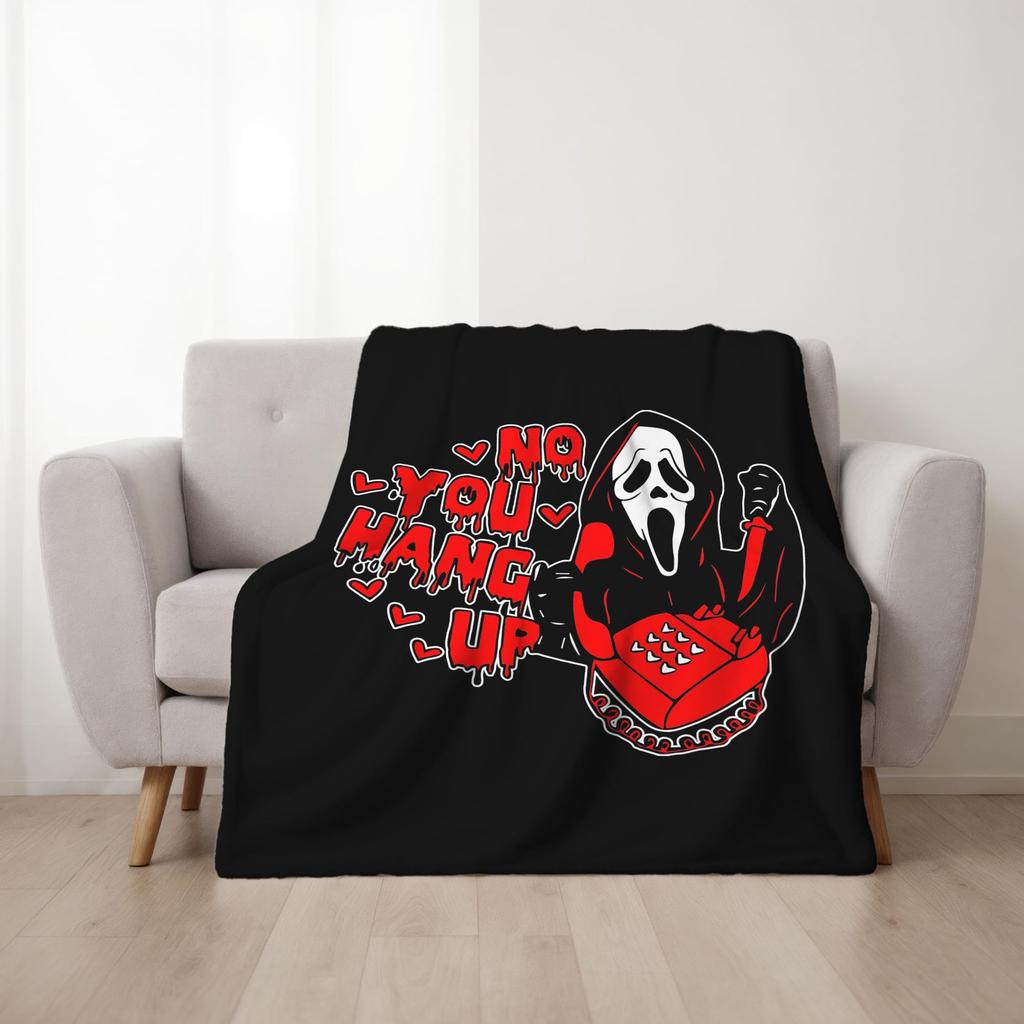 Grim Reaper Digital Printed Flannel Printed Blanket Home Decor Lightweight Halloween Horror Prank Blanket