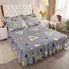 3pcs Bed Skirt Set Solid Color Quilted Thickened Lace Decoration Includes 1 Bed Skirt + 2 Pillowcases Suitable for Home And Hotel