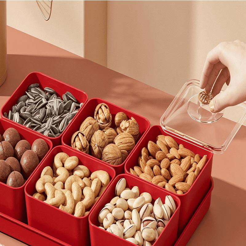 ZISIZ Ceramic Divided Snack Box with Tray
